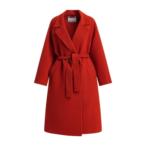 Essentiel Antwerp Red belted wool coat