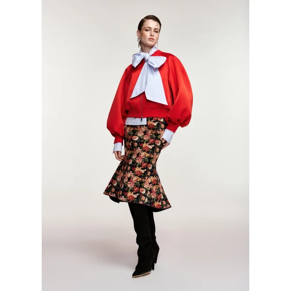 Essentiel Antwerp Red bomber jacket with voluminous sleeves, view 3