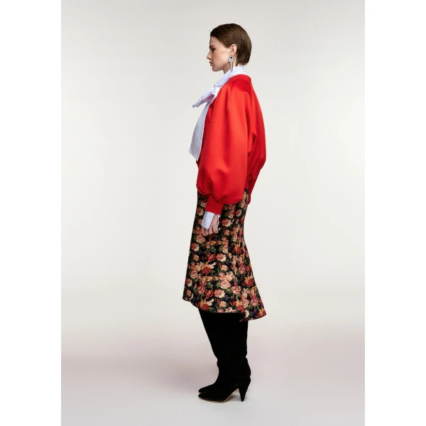 Essentiel Antwerp Red bomber jacket with voluminous sleeves, view 4