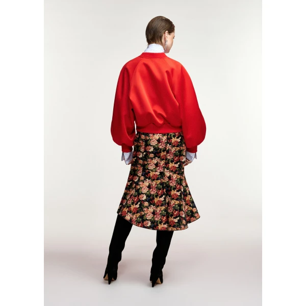 Essentiel Antwerp Red bomber jacket with voluminous sleeves, view 5