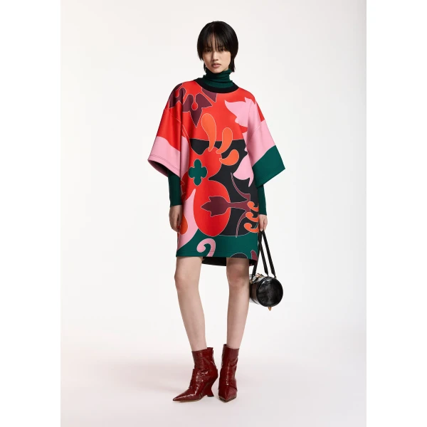 Essentiel Antwerp Red, pink and dark grey printed mini dress, view 2
