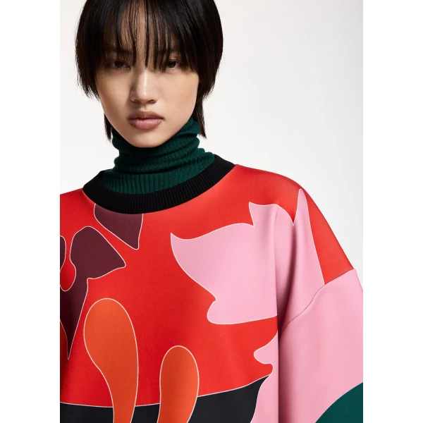 Essentiel Antwerp Red, pink and dark grey printed mini dress, view 5