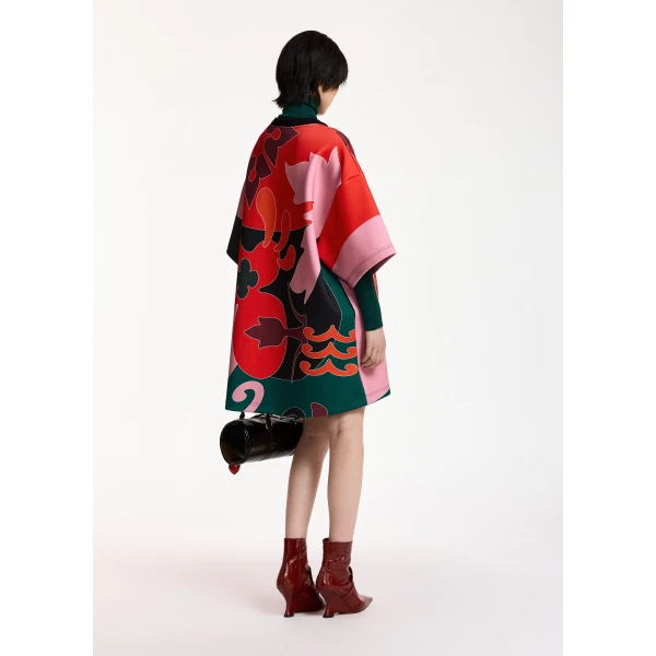 Essentiel Antwerp Red, pink and dark grey printed mini dress, view 6