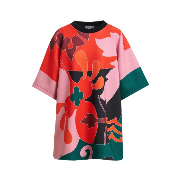 Essentiel Antwerp Red, pink and dark grey printed mini dress