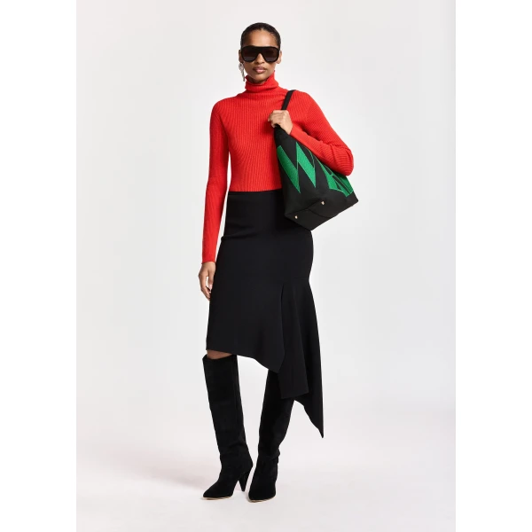 Essentiel Antwerp Red ribbed wool-blend turtleneck sweater, view 3