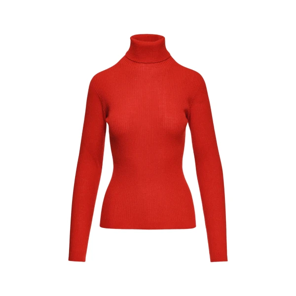 Essentiel Antwerp Red ribbed wool-blend turtleneck sweater