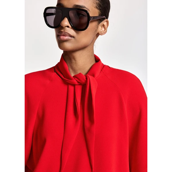 Essentiel Antwerp Red scarf-like collar top, view 3