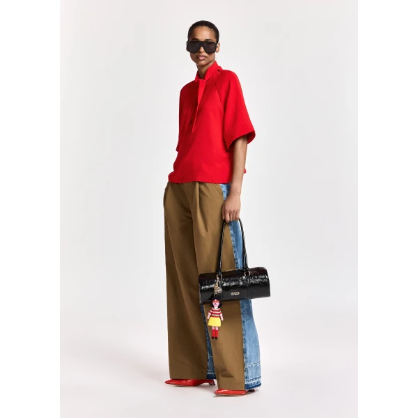 Essentiel Antwerp Red scarf-like collar top, view 4