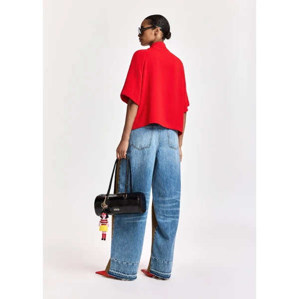 Essentiel Antwerp Red scarf-like collar top, view 5