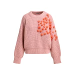 Essentiel Antwerp Vintage pink and orange pompon-embellished knitted sweater