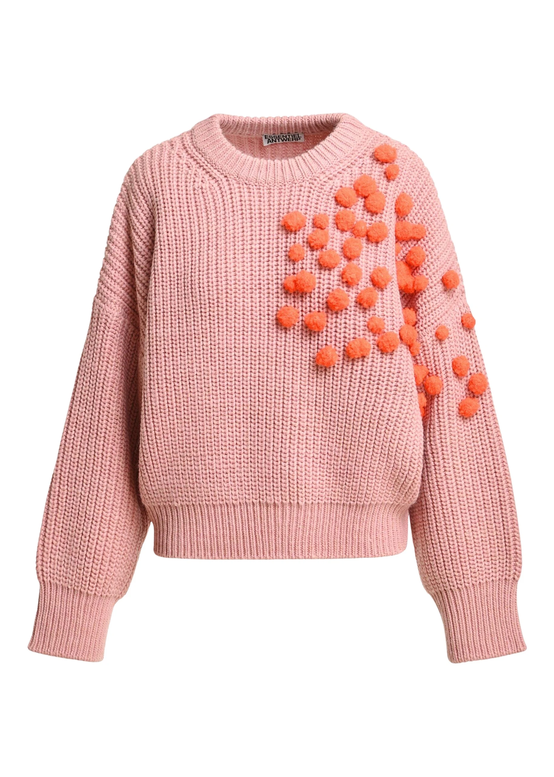 Essentiel-Antwerp-Vintage-pink-and-orange-pompon-embellished-knitted-sweater-scaled54737_nobg Essentiel Antwerp Vintage pink and orange pompon-embellished knitted sweater