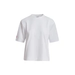 Essentiel Antwerp White organic cotton T-shirt with subtle red logo patch Top