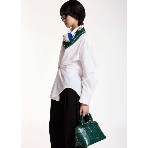 Essentiel Antwerp White oversized shirt with separate brooch, view 4
