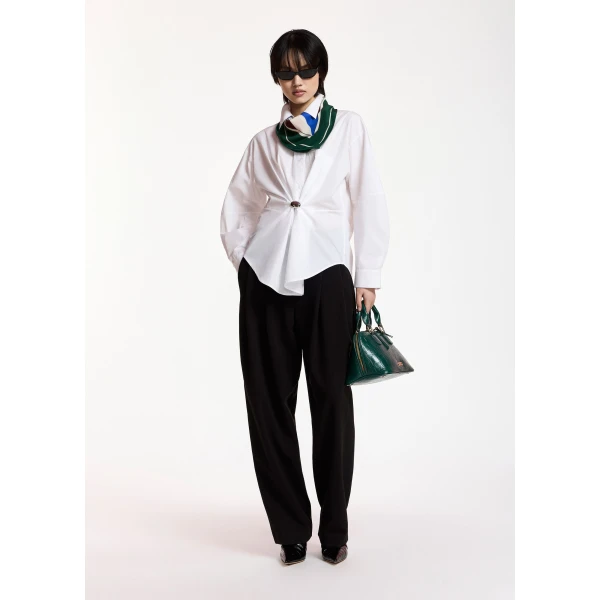 Essentiel Antwerp White oversized shirt with separate brooch, view 5