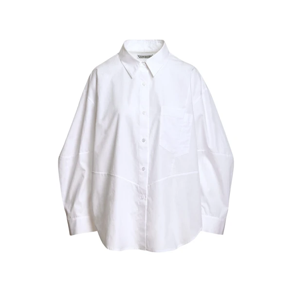 Essentiel Antwerp White oversized shirt with separate brooch