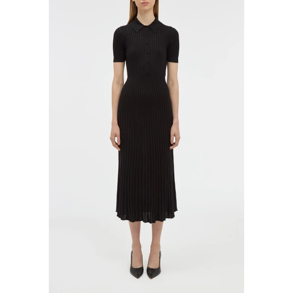 Gabriela Hearst Amor Knit Midi Dress in Black Cashmere Silk, view 5