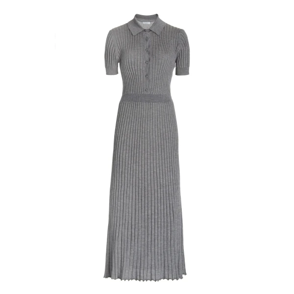 Gabriela Hearst Amor Knit Midi Dress in Heather Grey Cashmere Silk