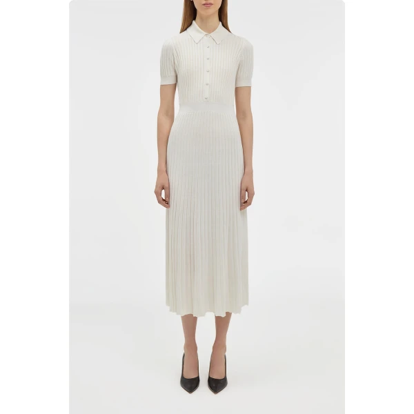 Gabriela Hearst Amor Knit Midi Dress in Ivory Cashmere Silk, view 5