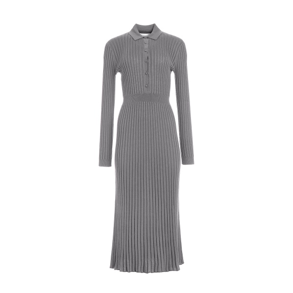 Gabriela Hearst Ardor Knit Maxi Dress in Heather Grey Cashmere Silk