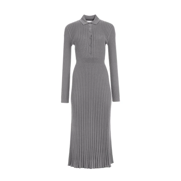 Gabriela Hearst Ardor Knit Maxi Dress in Heather Grey Cashmere Silk