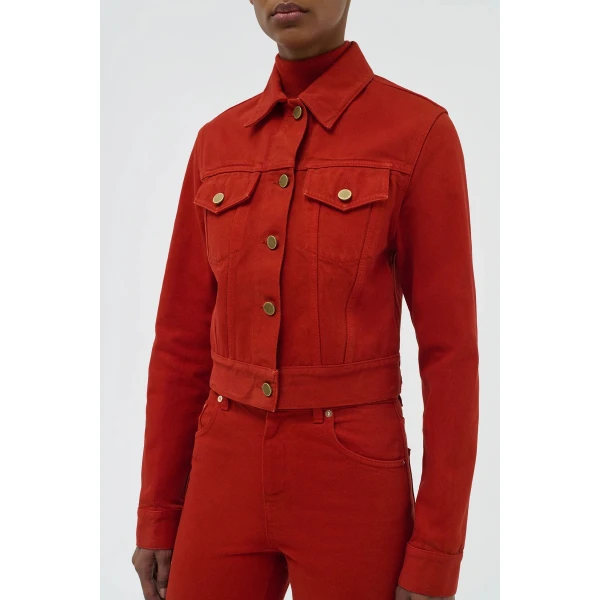Gabriela Hearst Bronte Jacket in Antelope Orange Recycled Cotton Denim, view 4