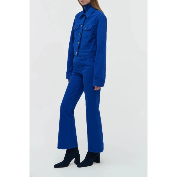 Gabriela Hearst Bronte Jacket in Cobalt Recycled Cotton Denim, view 3