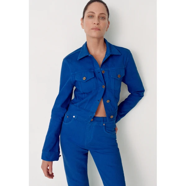 Gabriela Hearst Bronte Jacket in Cobalt Recycled Cotton Denim, view 6
