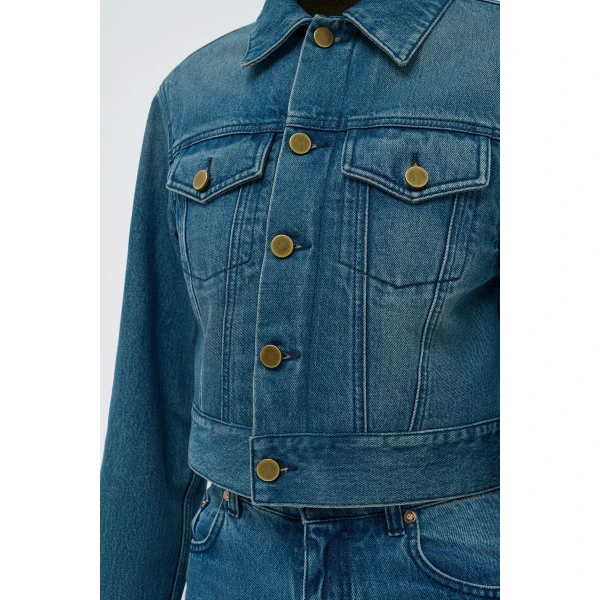 Gabriela Hearst Bronte Jacket in Uruguayan Blue Recycled Cotton Denim, view 5