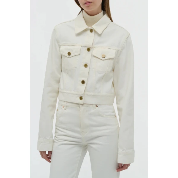 Gabriela Hearst Bronte Jacket in White Recycled Cotton Denim, view 5