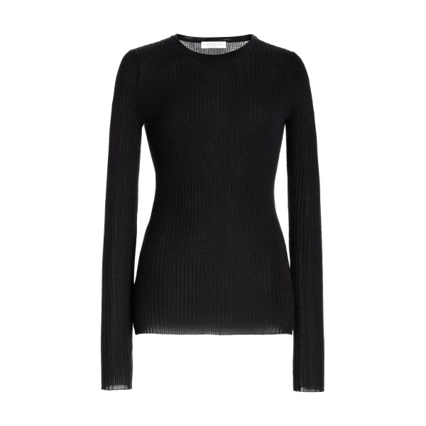 Gabriela Hearst Browning Knit Sweater in Black Cashmere Silk