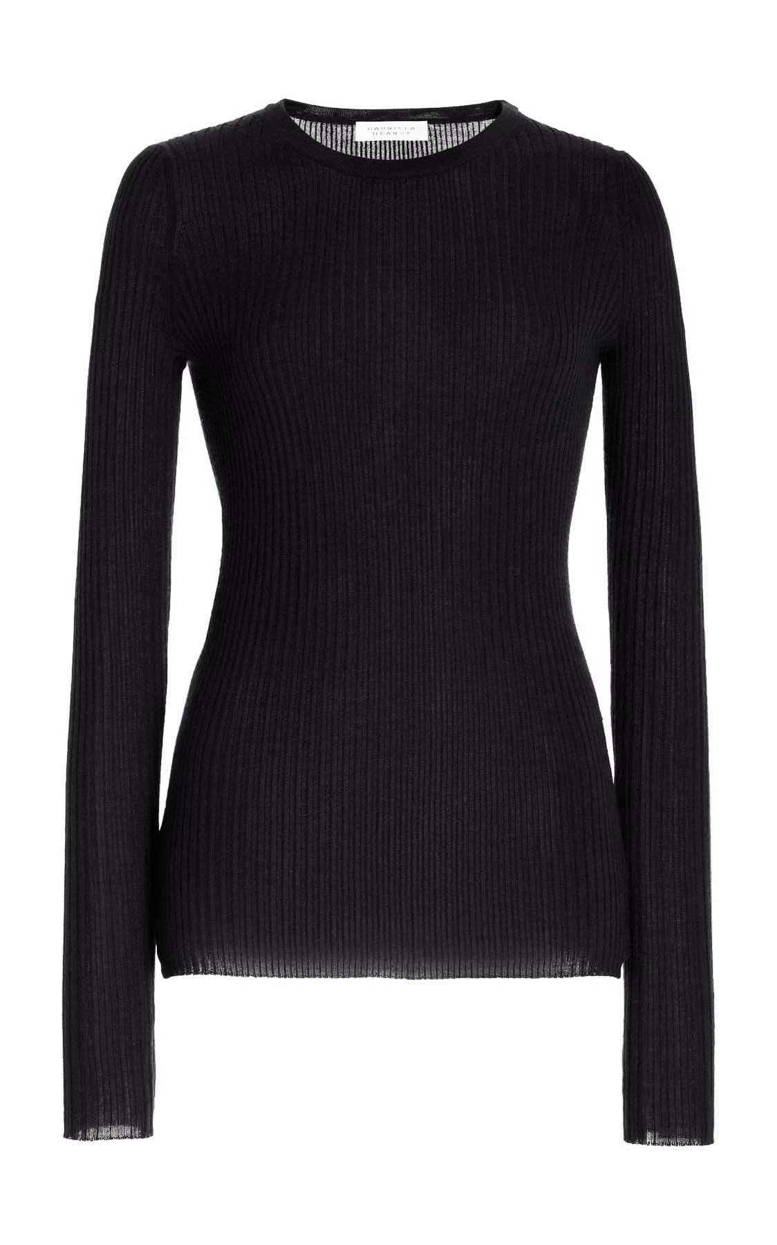 Gabriela Hearst Browning Knit Sweater in Black Cashmere Silk Gabriela Hearst Browning Knit Sweater in Black Cashmere Silk