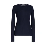 Gabriela Hearst Browning Knit Sweater in Dark Navy Cashmere Silk Gabriela Hearst Browning Knit Sweater in Dark Navy Cashmere Silk