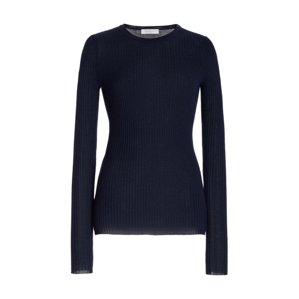 Gabriela Hearst Browning Knit Sweater in Dark Navy Cashmere Silk