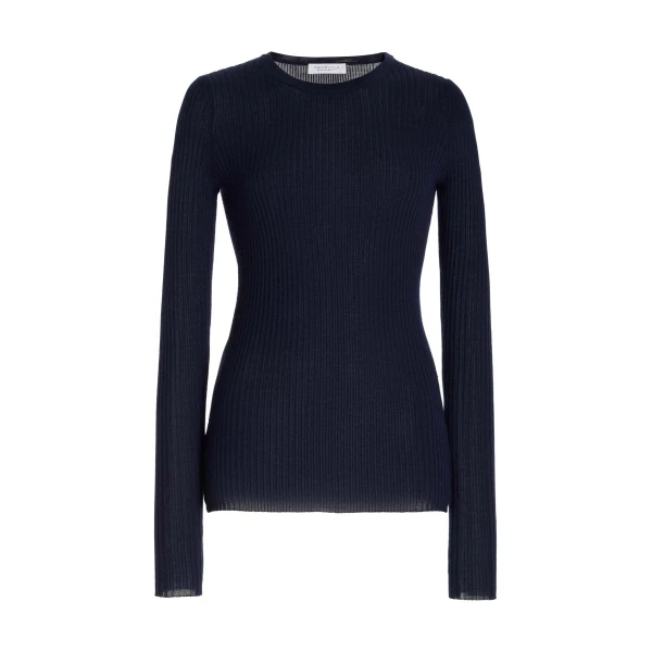 Gabriela Hearst Browning Knit Sweater in Dark Navy Cashmere Silk