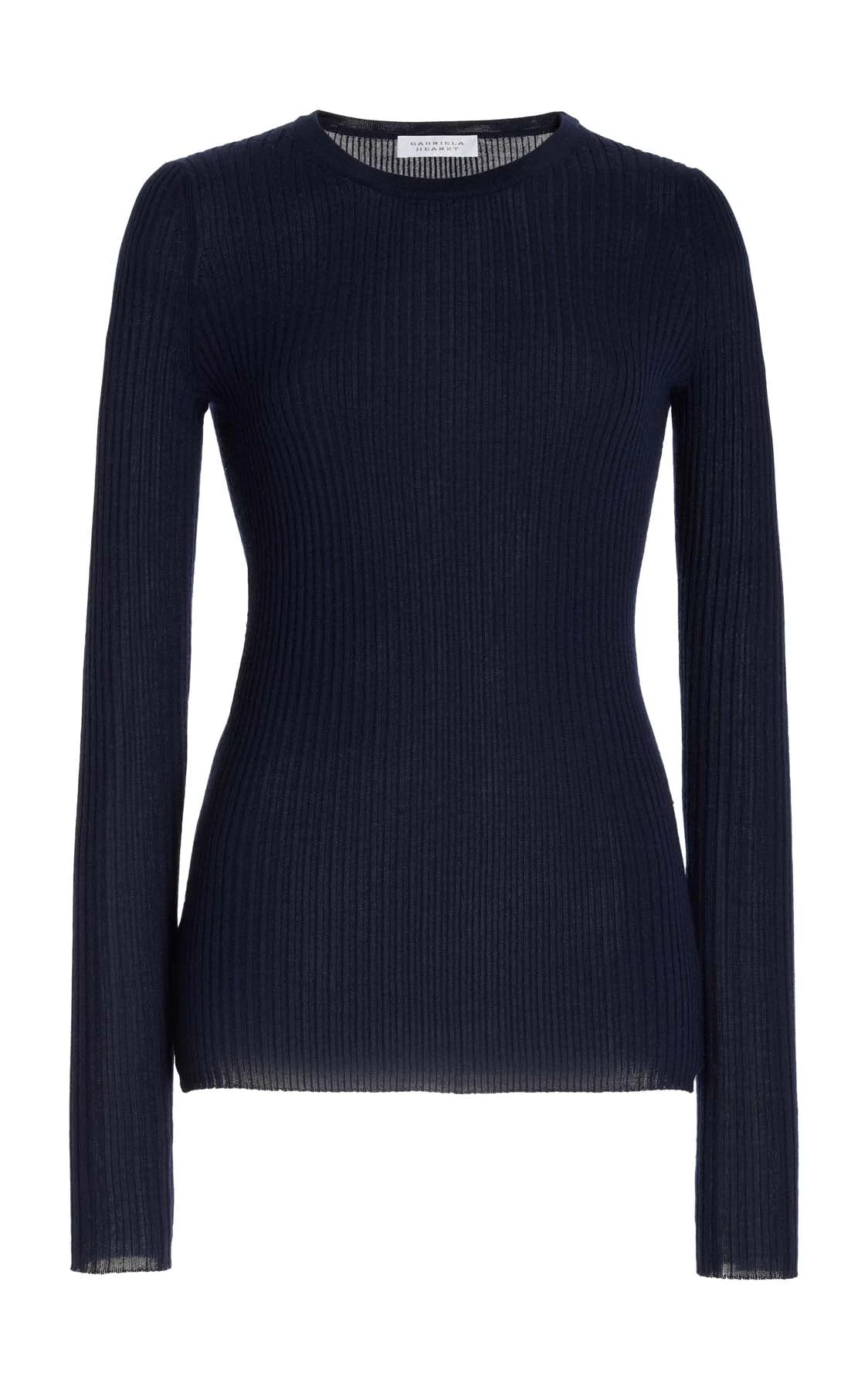 Gabriela Hearst Browning Knit Sweater in Dark Navy Cashmere Silk Gabriela Hearst Browning Knit Sweater in Dark Navy Cashmere Silk