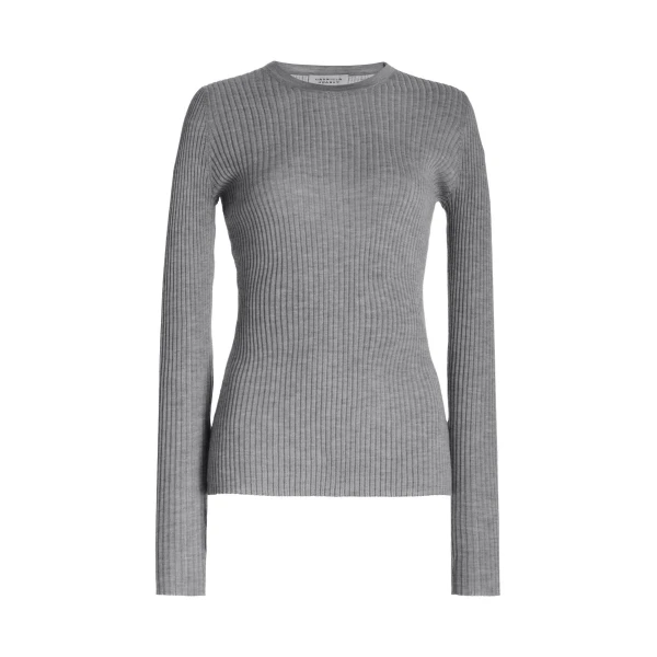 Gabriela Hearst Browning Knit Sweater in Heather Grey Cashmere Silk