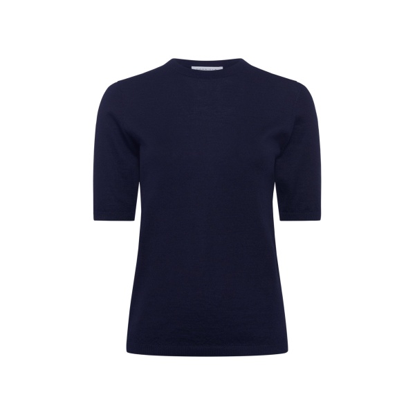 Gabriela Hearst Brunner Knit T-Shirt in Dark Navy Cashmere Silk