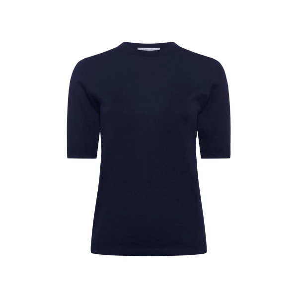 Gabriela Hearst Brunner Knit T-Shirt in Dark Navy Cashmere Silk