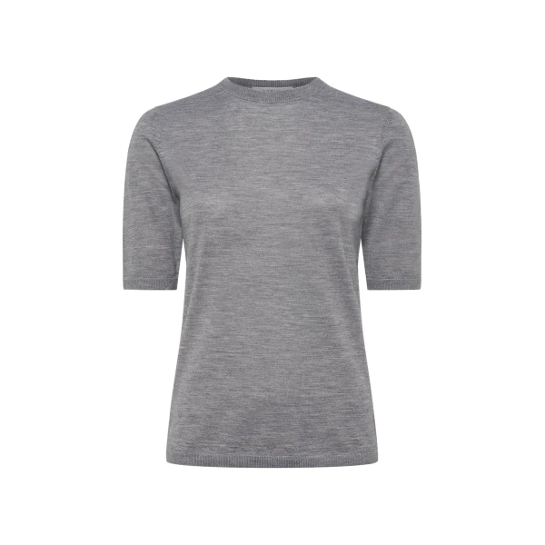 Gabriela Hearst Brunner Knit T-Shirt in Heather Grey Cashmere Silk