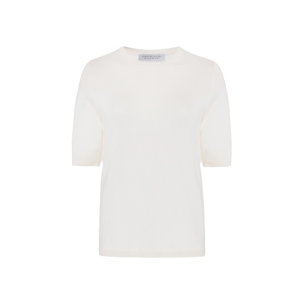 Gabriela Hearst Brunner Knit T-Shirt in Ivory Cashmere Silk