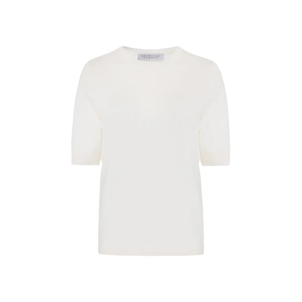 Gabriela Hearst Brunner Knit T-Shirt in Ivory Cashmere Silk