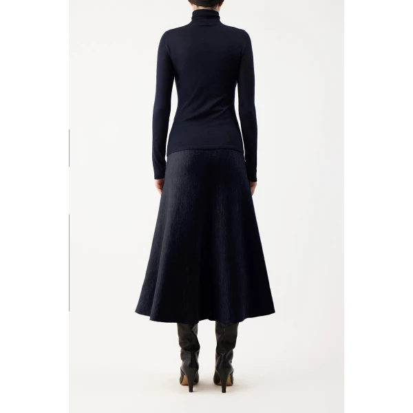Gabriela Hearst Costa Knit Turtleneck in Dark Navy Cashmere Silk, view 3