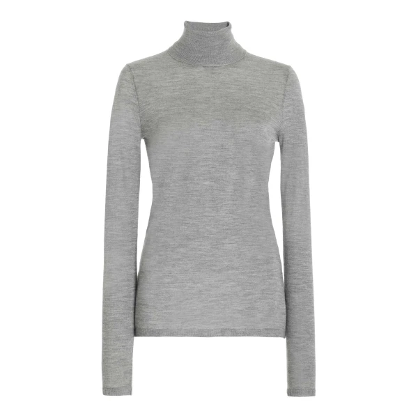 Gabriela Hearst Costa Knit Turtleneck in Heather Grey Cashmere Silk