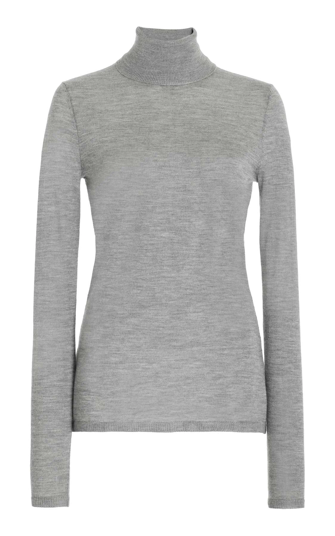 Gabriela Hearst Costa Knit Turtleneck in Heather Grey Cashmere Silk Gabriela Hearst Costa Knit Turtleneck in Heather Grey Cashmere Silk