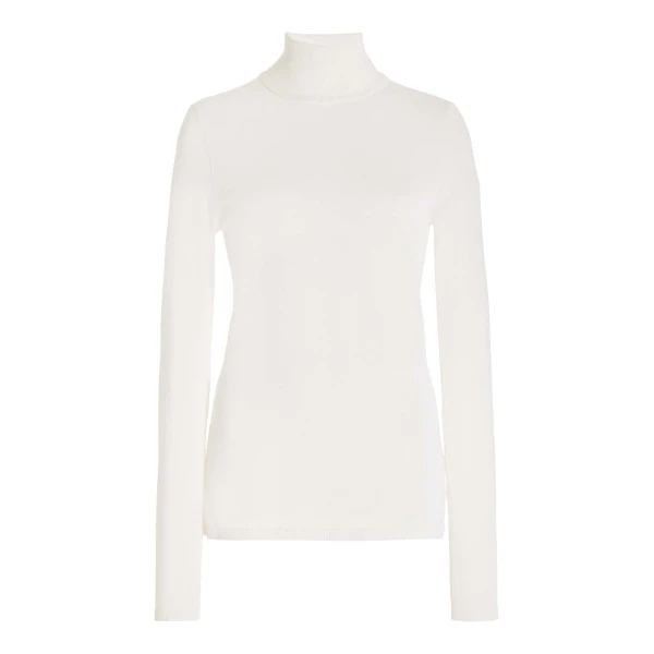 Gabriela Hearst Costa Knit Turtleneck in Ivory Cashmere Silk