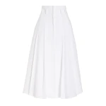 Gabriela Hearst Dugald Pleated Midi Skirt in White Aloe Linen