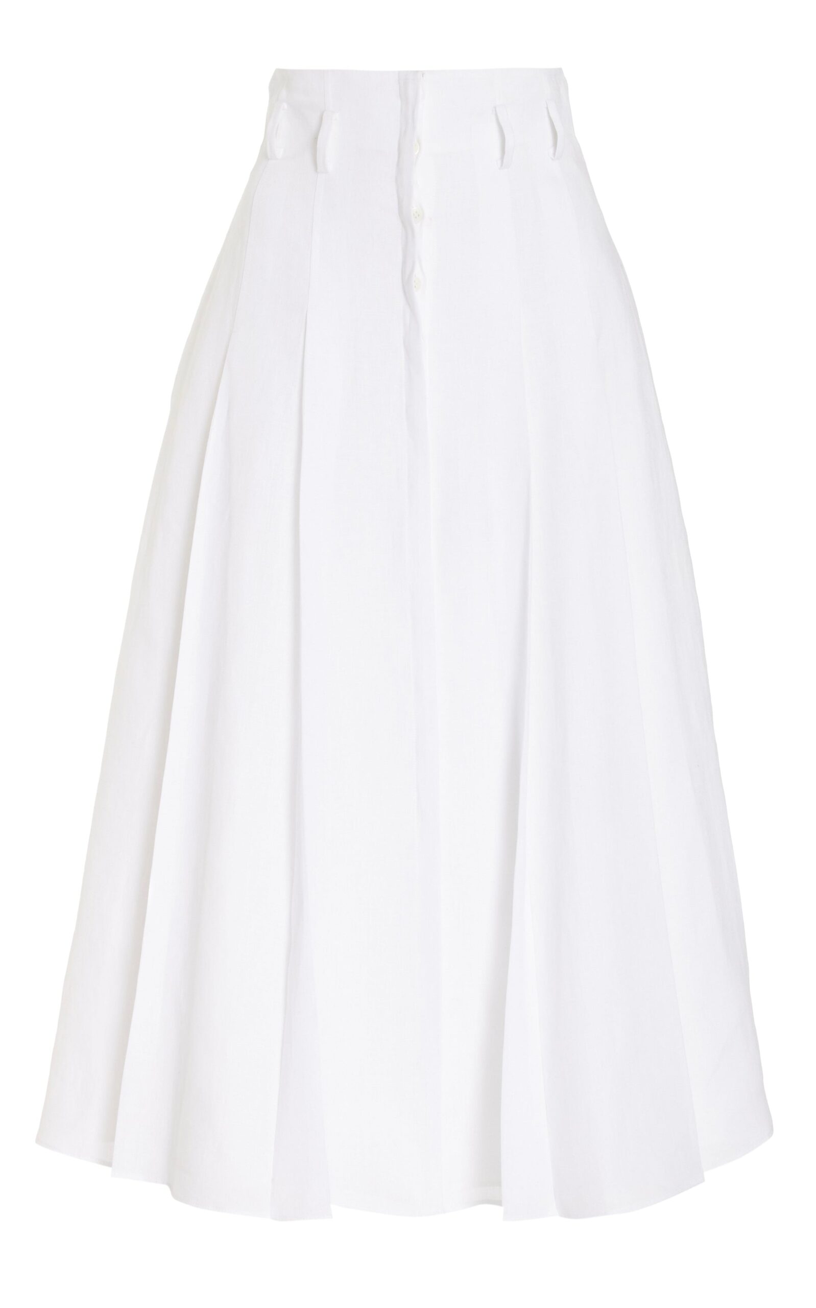 Gabriela Hearst Dugald Pleated Midi Skirt in White Aloe Linen Gabriela Hearst Dugald Pleated Midi Skirt in White Aloe Linen