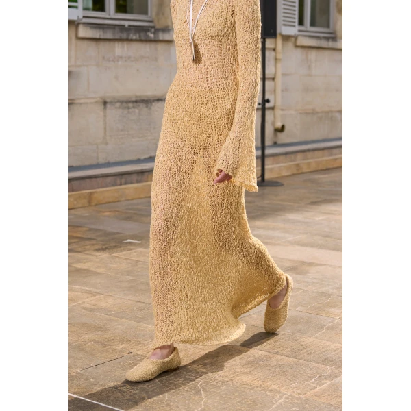 Gabriela Hearst Elinea Knit Maxi Dress in Hay Silk Cashmere Linen, view 2