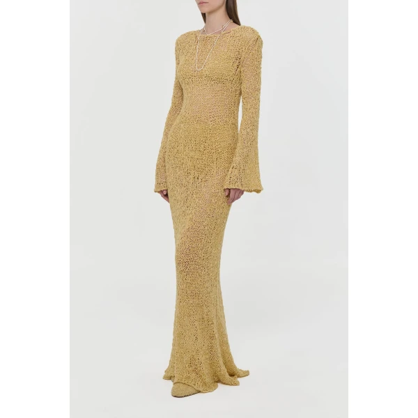 Gabriela Hearst Elinea Knit Maxi Dress in Hay Silk Cashmere Linen, view 4