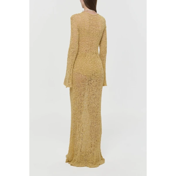 Gabriela Hearst Elinea Knit Maxi Dress in Hay Silk Cashmere Linen, view 5